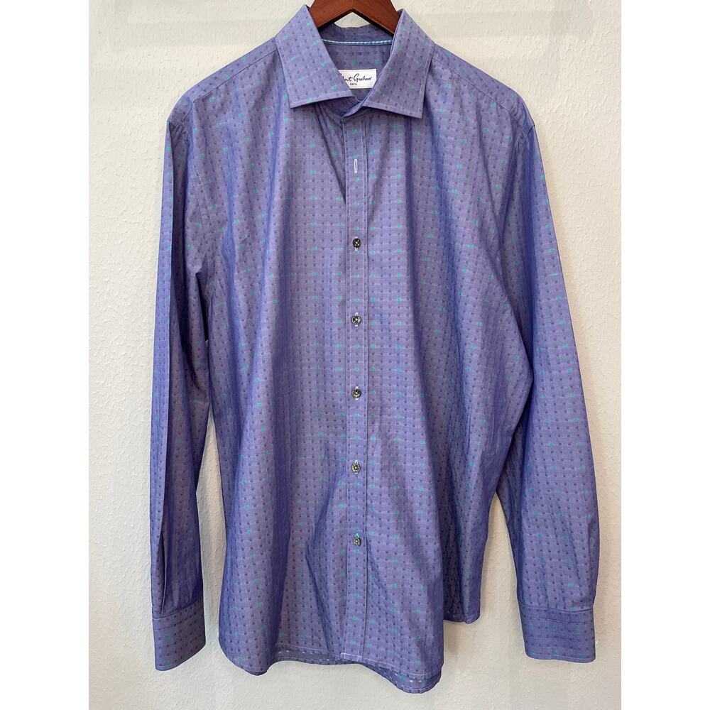 Robert Graham Long Sleeved Purple Dress Shirt Size 46 Neck 18.